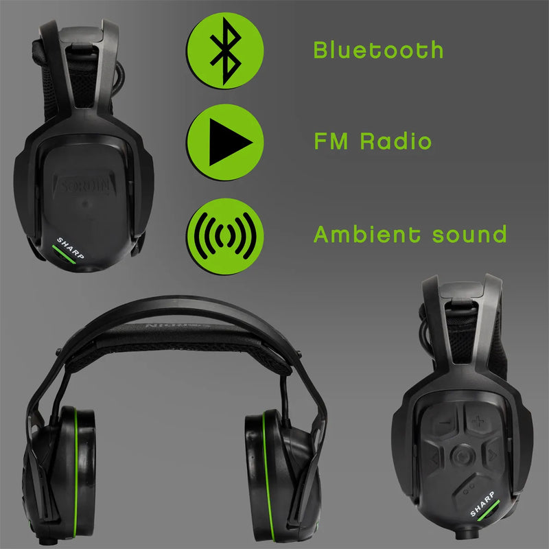 Sordin Sharp Aktiver Kapsel-Gehörschutz - Elektronischer Gehörschützer mit Bluetooth - EN 352 - SNR: 29 dB - Gelkissen
