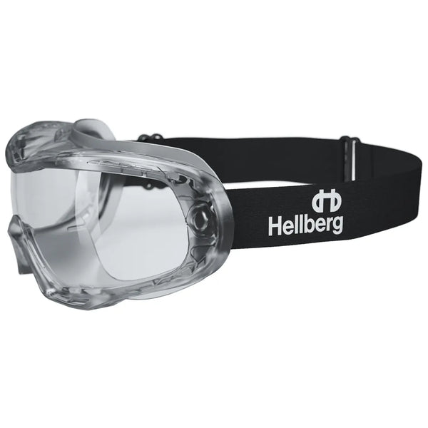 Hellberg Neon - Taktische Vollsicht-Schutzbrille - für Brillenträger - kratz- & beschlagfest - EN 166 - Klar/Schwarz-Grau